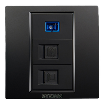 Type 86 concealed Gigabit network port fiber optic panel black fiber optic phone Category 6 network cable computer socket