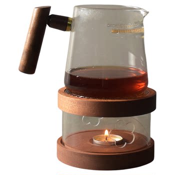 June Snow Walnut Wood Candle Tea Warmer Tea Warmer Base for Brewing Tea Around the Fire Tea Warmer for Drying Tea