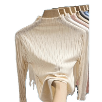 Half turtleneck sweater for women in autumn and winter thin slim high-end soft and waxy sweater small fragrant style bottoming shirt top