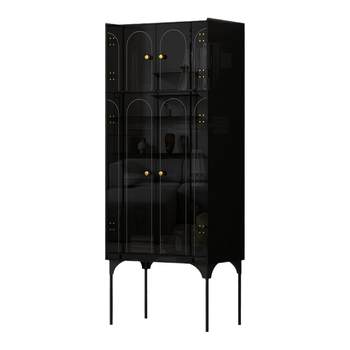 Light luxury style living room wall-mounted glass door cabinet