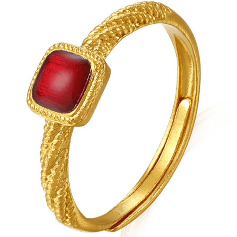 Chaohongji Zhenjin twelve-color gold ring pure gold ring hand ornaments ancient method gilded birthday gift porphyrin