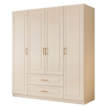 100% solid wood small wardrobe cream style wardrobe