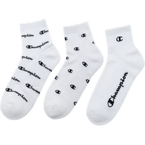(Pack of 3) Champion Champion Socks Fashionable All-over Printed Socks American Retro Casual Trend