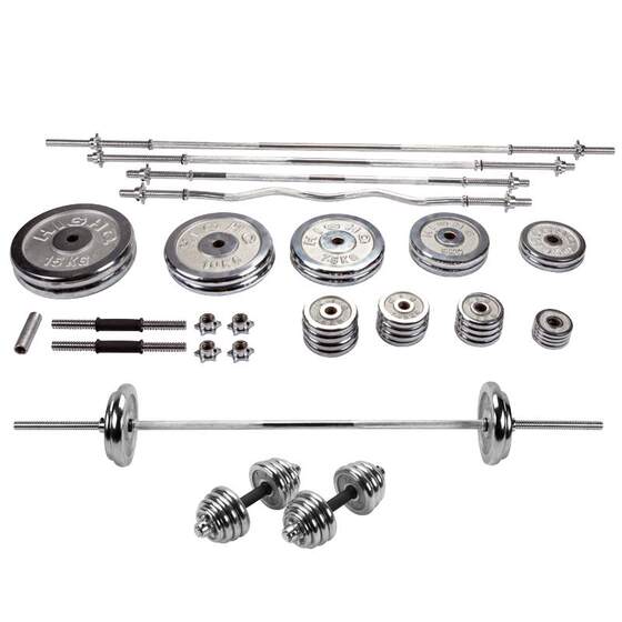 Set of fitness equipment small hole dual-purpose electroplated barbell