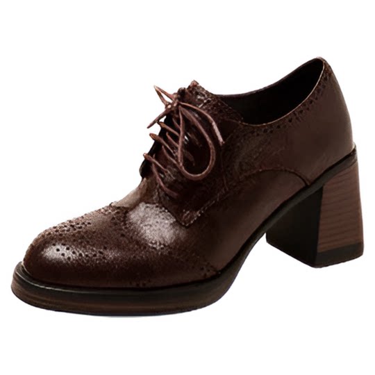 High heels lace up brogue oxford shoes