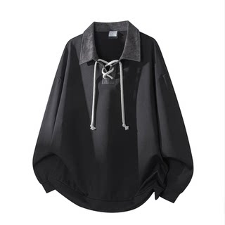 La chapelle american splicing strap polo sweatshirt winter velvet men and women new design warm tops