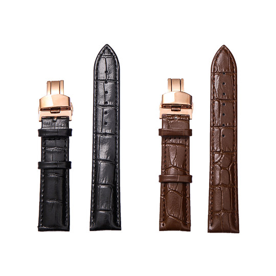 Genuine leather watch strap, unisex, cowhide strap, pin buckle, butterfly buckle, wear-resistant, non-shedding, breathable, waterproof, first-layer leather