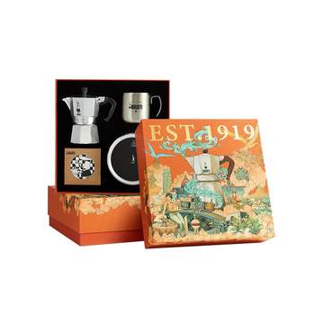 Bialetti Steam Age Moka Pot Gift Box Set ຫມໍ້ກາເຟດ້ວຍມື