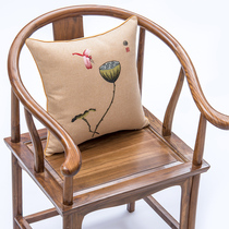 High-end new Chinese mahogany sofa cushion cotton and linen embroidered removable and washable chair washer chair tea chair cushion non-slip