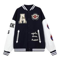 A chock original tide brand towel embroidered American letter flocking baseball jacket street quilted thick jacket jacket