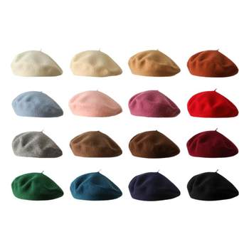 Girls' solid color versatile autumn and winter shopping beret