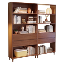 Dongwo Nanyun modern simple home bookcase solid wood bookshelf simple storage rack floor-standing living room combination storage cabinet