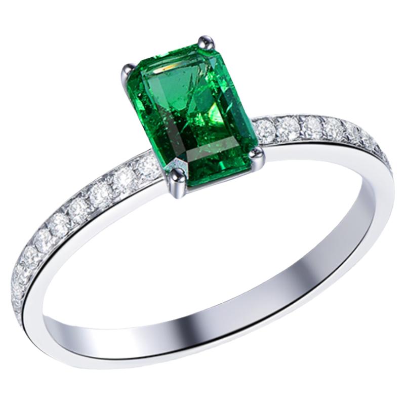 Milai Jewelry 0.85 carat natural Zambian emerald ring for women 18k gold inlaid diamond ring customization