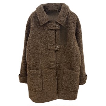 秒发！高级感韩国设计师款2025秋冬翻领中长款羊驼毛大衣呢外套女