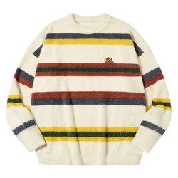 PSO Brand cute puppy contrast striped imitation mohair sweater men's autumn and winter couple's knitted bottoming shirt