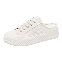 Dickies canvas shoes mens shoes 2024 new summer breathable mens half-flop lazy shoes one-leg white shoes