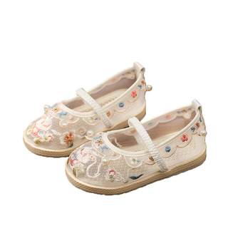 Girls Embroidered Sandals Hanfu Shoes Summer Mesh Breathable