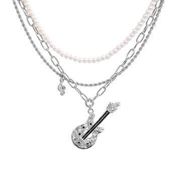 Sumiyaki guitar pearl double layer necklace