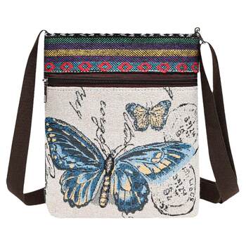 Samu nozomi ethnic style embroidered canvas crossbody bag for women