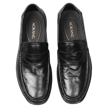 Aokang men's shoes business casual leather shoes men's genuine leather men's 2025 autumn new slip-on beanie loafers l