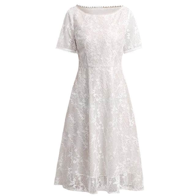 Wei Feng white mesh embroidered dress with high waist and slimming look