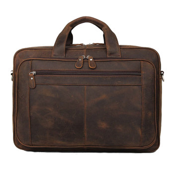 Handmade genuine leather business shoulder computer bag briefcase