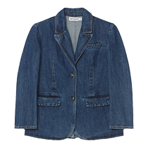 self-portrait 2024 spring and summer new denim blue washed denim exaggerated shoulder padded top jacket