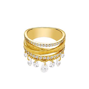 Lady gold three-ring hand-brushed silver ring
