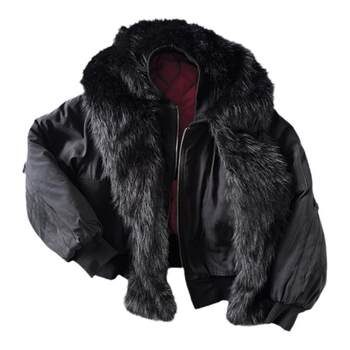 Noe* nightmare fur scarf hooded cotton jacket Noe* nightmare fur scarf hooded cotton jacket