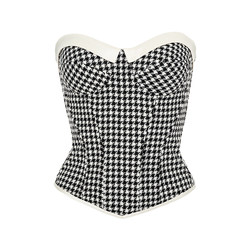 CORSELET classic houndstooth fishbone bra ເສື້ອຍືດຊັ້ນໃນຝຣັ່ງ tunic satin ທໍ່ stitching ເທິງສໍາລັບແມ່ຍິງ