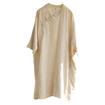 Summer New Women's Clothing Chinese-Style Shirt Retro Button-Down Loose Large Size Top Zen Tea Clothing Yoga Tai Chi Clothing