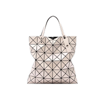 (Self-operated) Issey Miyake classic six-frame silver shoulder handbag milk coffee commuting tote simple