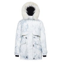 Bourgendon Winter extremely cold Large fur collar fashion overalls Goose Down Thickened with cap warm to collect waist down Down Jacket Woman