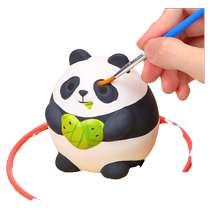 Gypsum coloring red panda doll childrens handmade diy graffiti painting Shi Hao coloring internet celebrity popular toy coloring