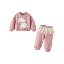 Fanhunting Girls Suit Autumn Clothes 2024 New Childrens Fashionable Clothes Baby Girl Knitted Two-piece Set Spring and Autumn