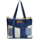Xifanni retro stitching contrasting color denim canvas bag