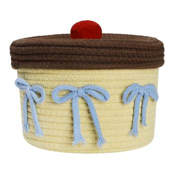 Woven storage basket with cover dustproof desktop storage basket