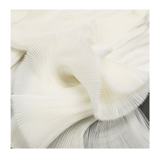 白色百褶欧根纱风琴小皱布料硬阔造型装饰舞台手工礼服设计师面料