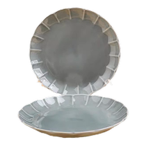 (Self-operated) Mino ware imported from Japan kiln turned large plate underglaze plate household dish plate ceramic dinner plate 2-piece set
