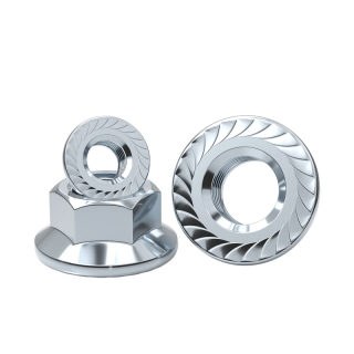 Iron galvanized hexagonal anti-loosening flange nut with pad teeth