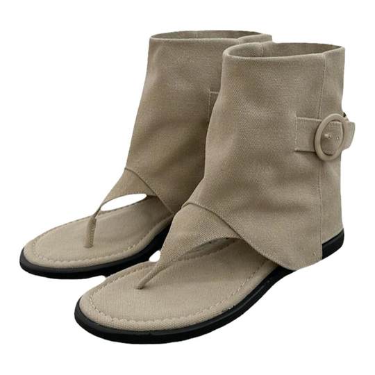 BRUSHGIRL夏天靴子新款东大门夹脚人字凉靴搭扣透气辣妹短靴女靴