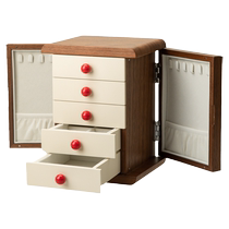Jewelry box storage box high-end exquisite hand jewelry wooden earring box wedding gift multi-layered medieval cream style