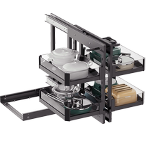 转角拉篮厨房橱柜收纳置物架拐角旋转小怪物多功能调味调料碗篮