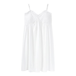 Suspender nightgown ສໍາລັບແມ່ຍິງ summer ບໍລິສຸດ lust sexy lace pajamas princess ມີ pad ເຕົ້ານົມບໍລິສຸດ dress ຝ້າຍເຮືອນສີຂາວ