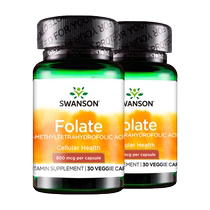 2 bottles of Swanson Swanson 800mcg active folic acid pre-pregnancy pentamethyltetrahydrofolic acid for pregnancy preparation
