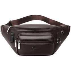 Bodi kangaroo genuine leather waist bag cowhide chest bag multi-functional mobile phone bag small bag large capacity men's shoulder crossbody bag