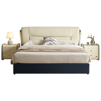 Quanyou Home Leather Bed Modern Simple Box Master Bedroom Luxurious High-End Atmosphere 1.8 Meters Double Soft Bed 105125