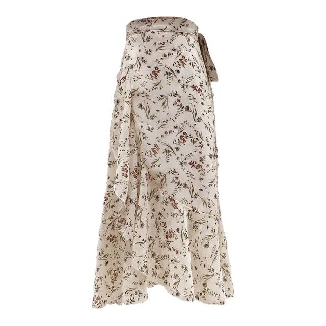 Floral midi-length one-piece versatile high-waisted beach skirt