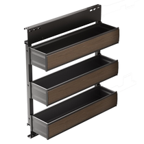 Live broadcast] Kabei wood grain seasoning basket kitchen cabinet aluminum alloy double-layer drawer-type storage damping seasoning basket
