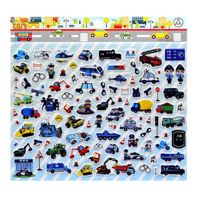 Fire truck police ambulance 3d bubble sticker reward